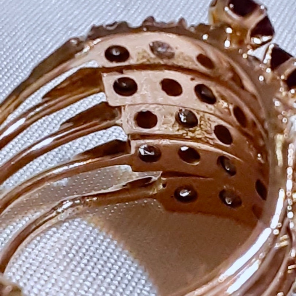 SOLD   HP! Rare Antique Harem Ring 14K Yellow Gold Garnet & Sapphire 5 Band - Picture 6 of 12